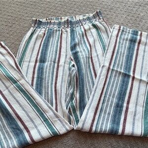 Sky and Sparrow Striped Wide-Leg Linen Pants